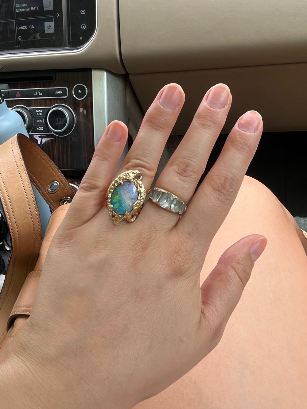 14k Gold Opal Doublet Fish Ring - Picture 14 of 14